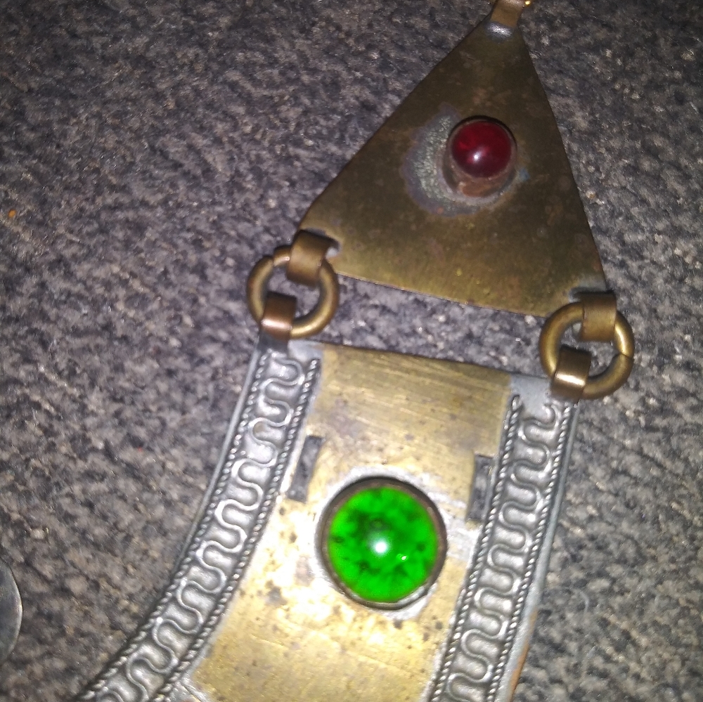 HTF Rare Nassims iron bib necklaces with cabachons 60s vintage - Picture 6 of 12